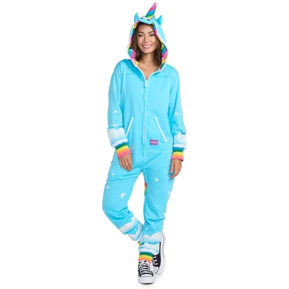 Tipsy Elves Unisex Unicorn Jumpsuit Costume Size Small, With Hoody And Pockets - Picture 1 of 15